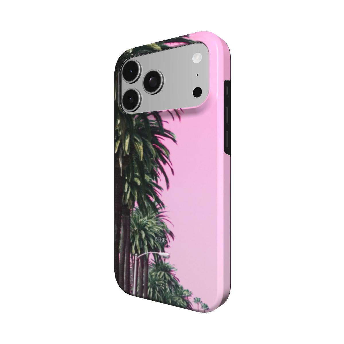 iPhone case with palm tree motif in pink – Pink Dreams