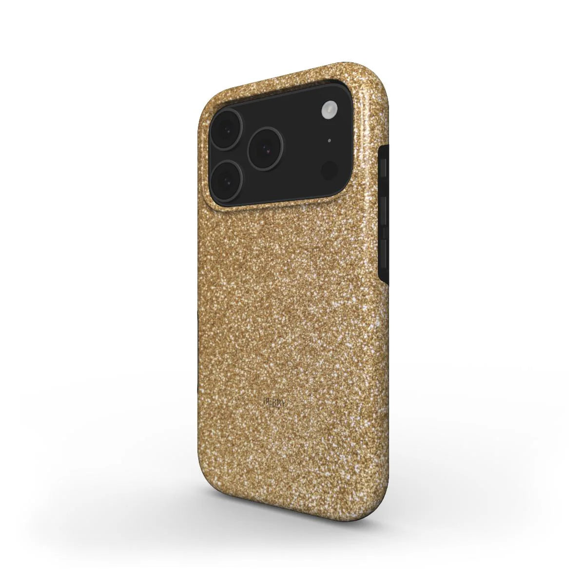 Trendy feminine phone case with a sparkling gold pattern, featuring a glamorous and aesthetic look perfect for that girl who loves beautiful, popular styles.