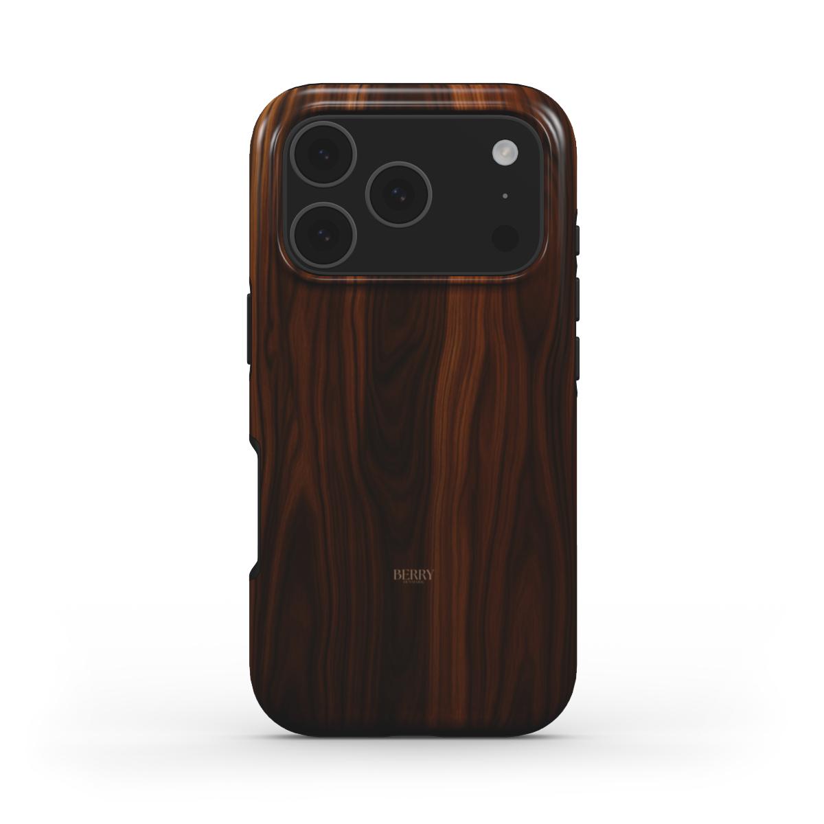 Trendy feminine phone case with brun wood pattern, blending elegant beige and flerfarvet tones for a beautiful and aesthetic look.