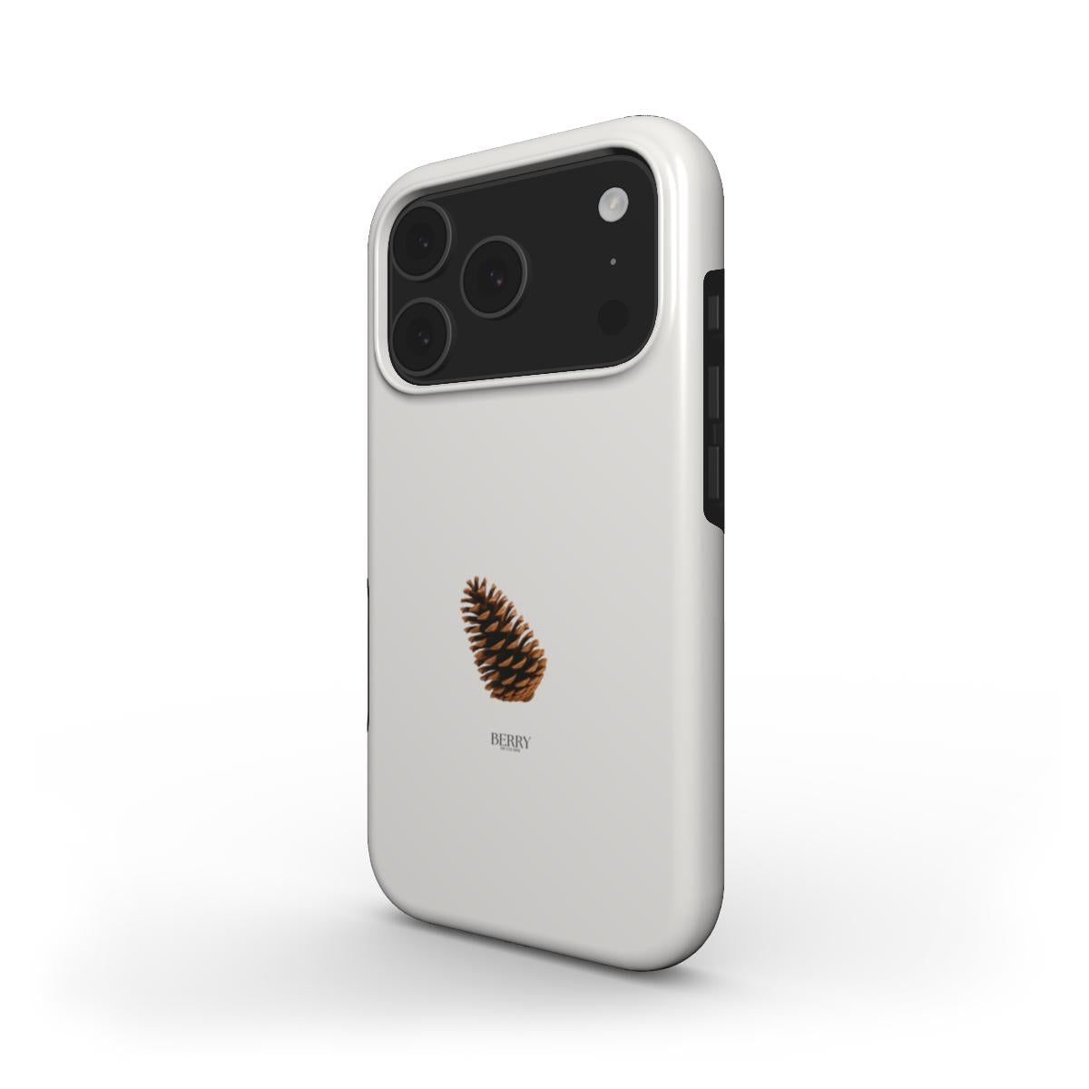Minimalist phone case in beige with a trendy brun pine cone design, combining aesthetic and feminine charm for a popular and beautiful look.