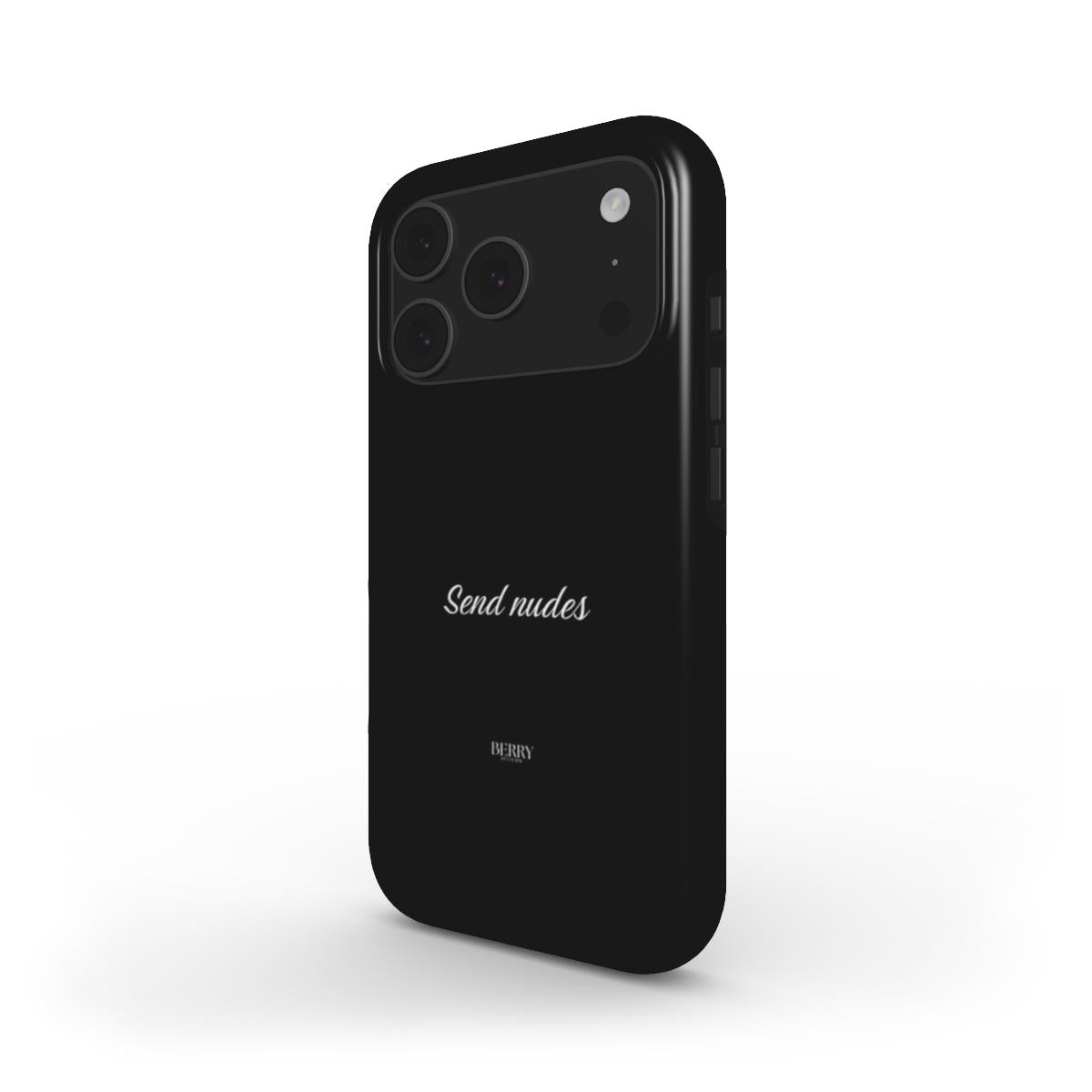 Trendy black phone case with elegant white text, featuring a minimalist and feminine design for a popular and stylish look.