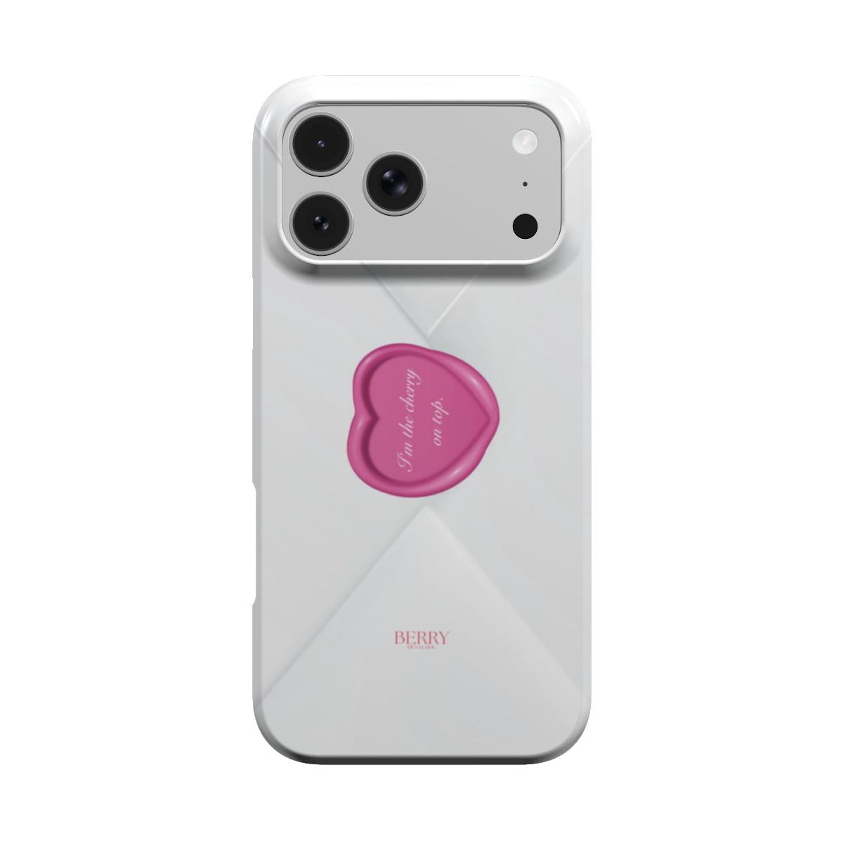 Lyserødt iPhone-cover med kirsebærmotiv – The Cherry On Top