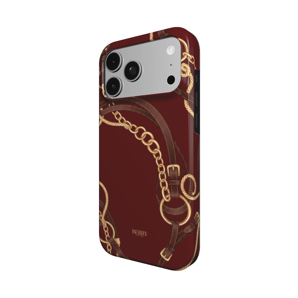 iPhone-skal med dekorativ design färg: vinröd – Burgundy Equestrian
