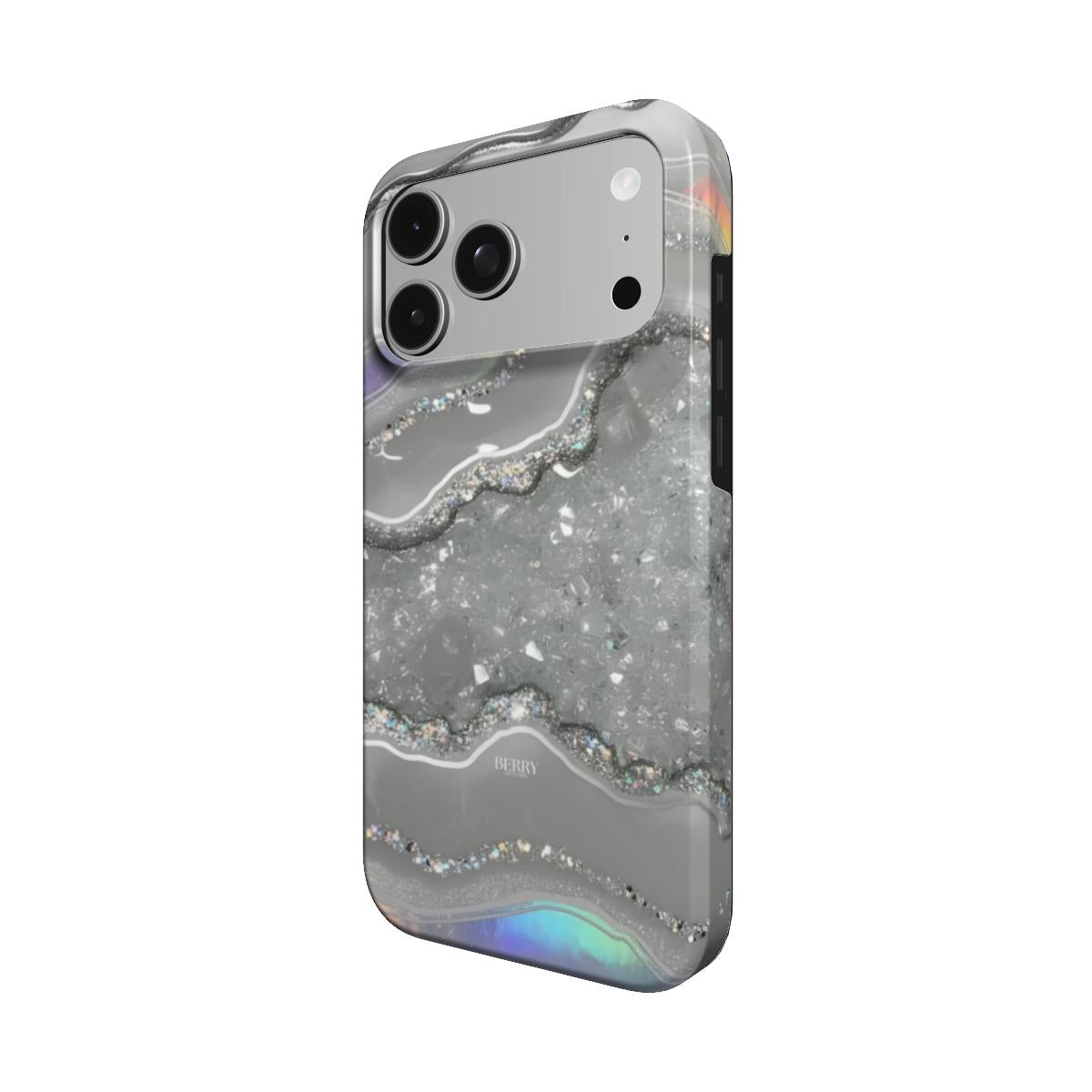Θήκη iPhone με μαρμάρινο μοτίβο χρώμα: ασημί – Silver Marble Quartz