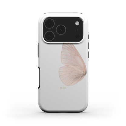 Elegant phone case with a delicate rosegold butterfly wing design featuring soft multicolored, gold, and yellow hues for a trendy feminine aesthetic.