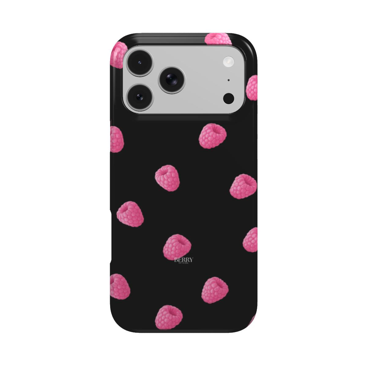 iPhone case with sleek design in pink – Raspberry Kisses Midnight