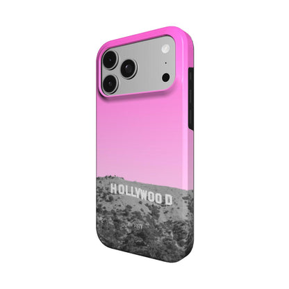 iPhone case with wood grain pattern in pink – Hollywood