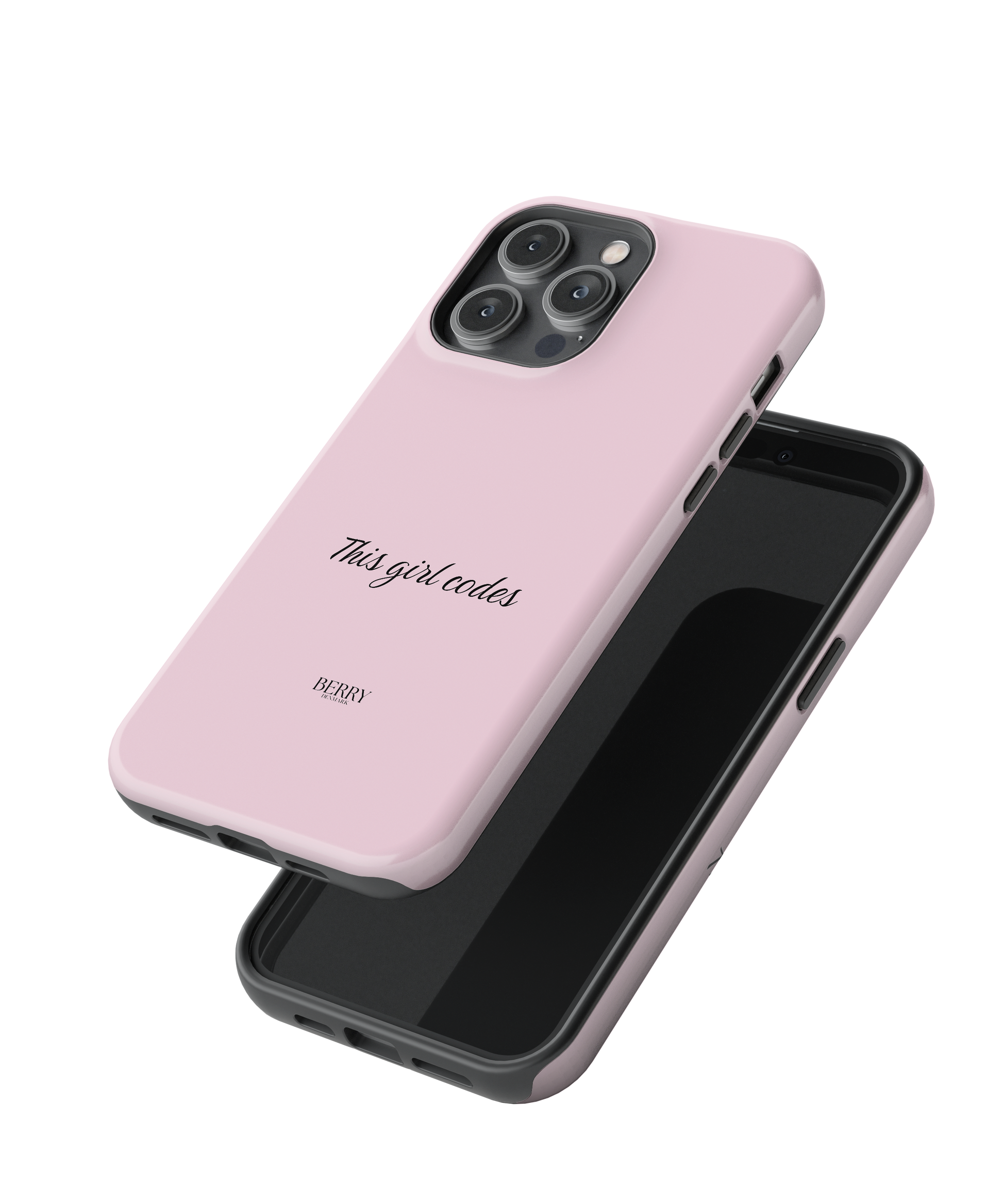 Pink iphone case med tekst this girl codes