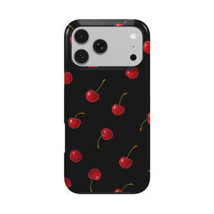 Custodia per iPhone con motivo di ciliegie – Cherry Kisses Midnight