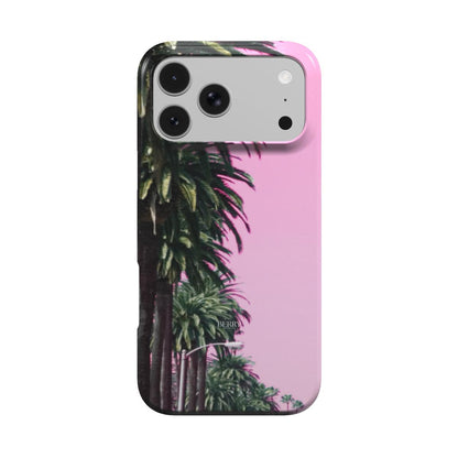 iPhone case with palm tree motif in pink – Pink Dreams