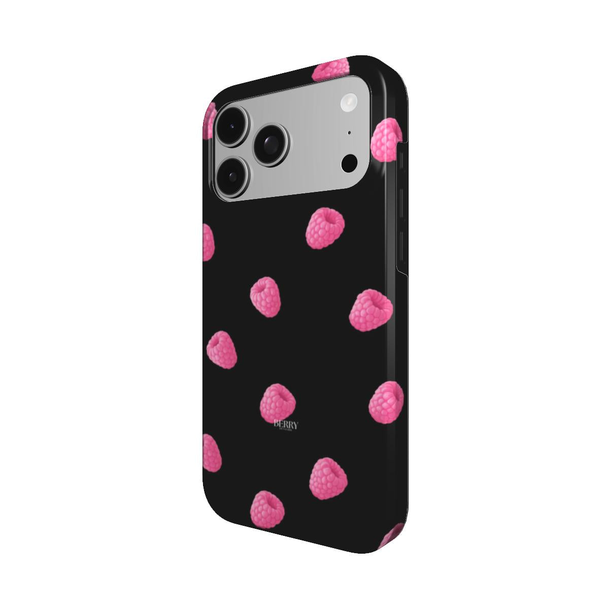 iPhone case with sleek design in pink – Raspberry Kisses Midnight