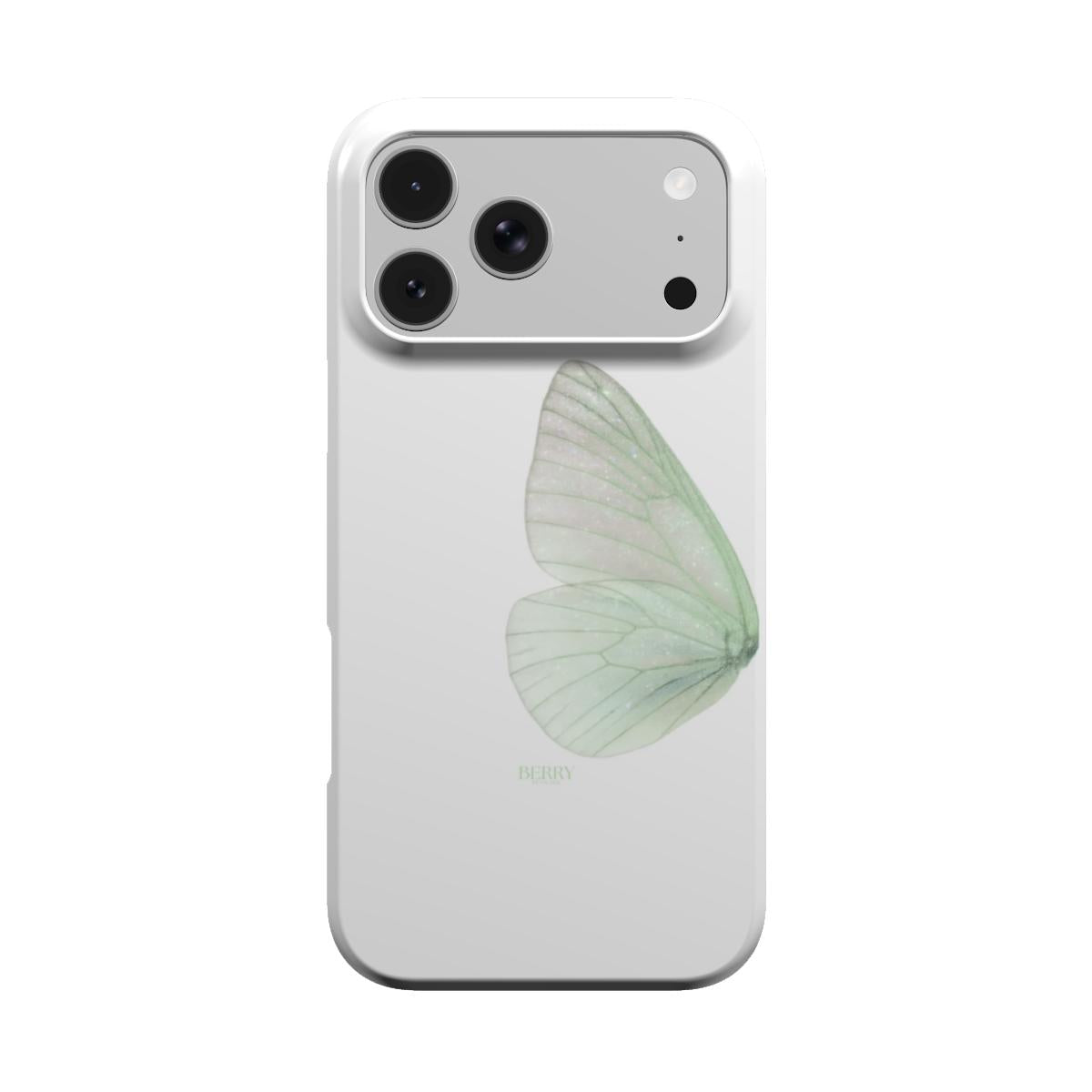 Matchagrønt iPhone-cover med stilrent design – Butterfly Dreams Matcha